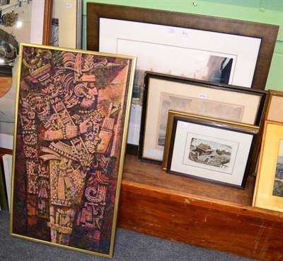 Lot 1179 - Large modern oil Maya Stones by Donald Plenderleith, limited edition framed print Brindley Light by