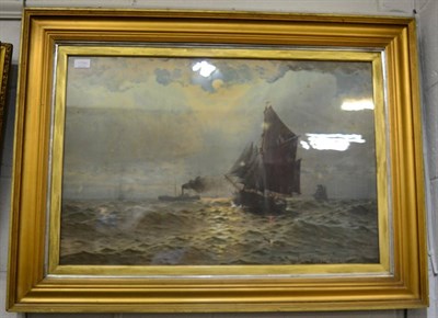 Lot 1194 - William Thomas Nicholas Boyce (Early 20th century) Shipping by moonlight signed and dated 1904,...