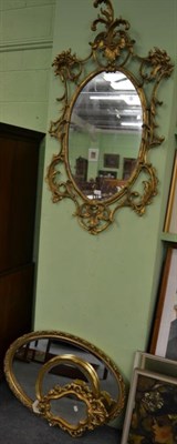 Lot 1210 - A modern gilt ornate oval mirror and four other mirrors (5)