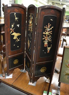 Lot 1240 - An early 20th century Japanese ivory and other of pearl inlaid lacquer four fold screen