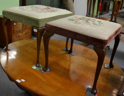 Lot 1243 - Two square footstools with floral and tapestry seats