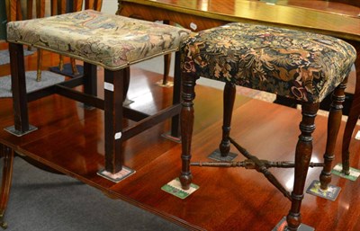 Lot 1251 - Two footstools with tapestry seats