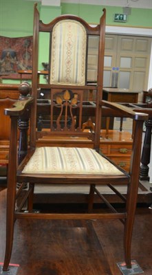 Lot 1298 - An Arts & Crafts mahogany and satinwood armchair