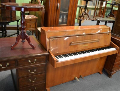 Lot 1306 - A Zender upright piano and an inlaid reproduction occasional table