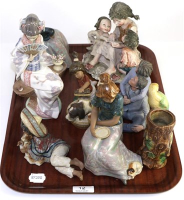 Lot 12 - A Lladro figure of a Japanese Lady, together with Nao and other figures