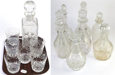 Lot 23 - A cut glass decanter and set of six matching tumblers together with a group of seven other...