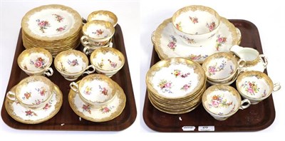 Lot 26 - A Hammersley & Co gilt highlighted and floral painted part tea service (two trays)
