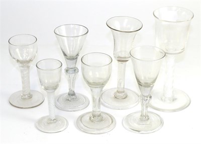 Lot 28 - A group of 18th/early 19th century glasses including air twist stem examples (7)
