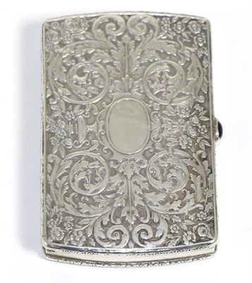 Lot 56 - A continental white metal engraved box, case stamped '800'