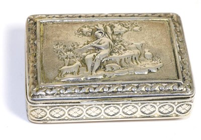 Lot 57 - A George III silver snuff box, by Joseph Willmore, Birmingham, 1814, figural panel with...