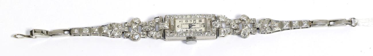 Lot 59 - A diamond cocktail watch stamped 'platinum'
