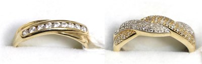 Lot 60 - A 14ct gold diamond ring and a 9ct gold white stone ring (2)