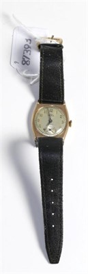 Lot 81 - A 9ct gold Tonneau shaped wristwatch signed Trebex