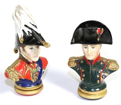 Lot 83 - Two Halcyon Days hand painted bonbonnieres in the form of Napoleon and Lord Nelson