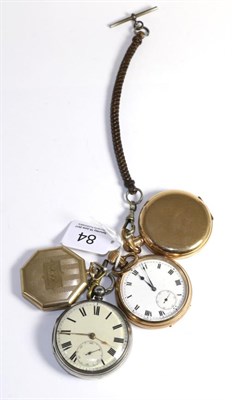 Lot 84 - Three gold plated pocket watches and a silver pocket watch (4)