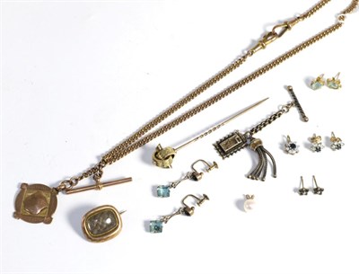 Lot 88 - A 9ct gold albert and various pairs of earrings