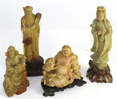 Lot 123 - Four various Chinese carved soapstone figures