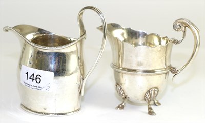 Lot 146 - A silver George III cream jug together with a later Mappin & Webb example
