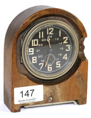 Lot 147 - A military desk timepiece, inside case back stamped Kienzle No:652 1934 Heereseigentum