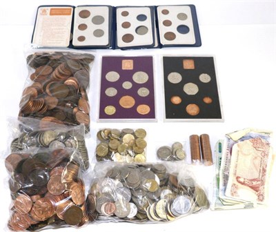 Lot 154 - Approximately 340 foreign coins including some silver, two UK proof sets: 1970 and 1971, a quantity