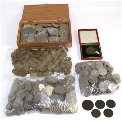 Lot 155 - A group of coins including approximately thirty two crowns 1950s/60s and 70s, pre-decimal...