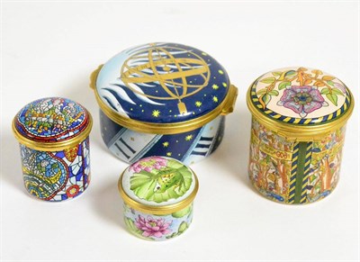 Lot 161 - A group of three Halcyon Days trinket boxes and a further example