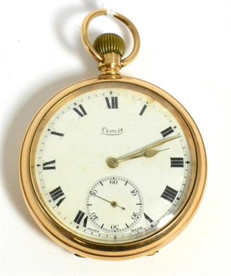 Lot 169 - A 9ct gold open faced pocket watch signed Limit