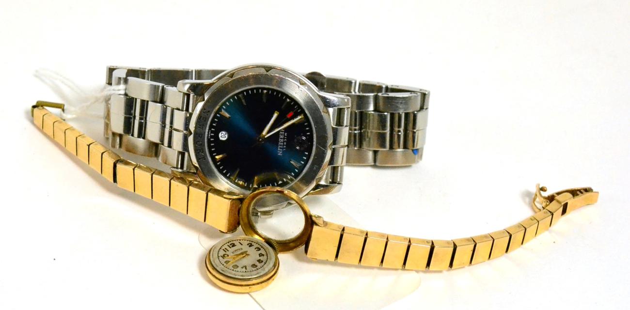 Lot 180 - A stainless steel Michel Herbelin wristwatch and a lady's wristwatch signed Roamer, case...