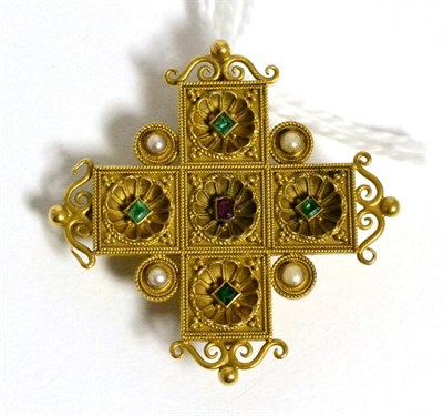 Lot 184 - A gem set cross brooch