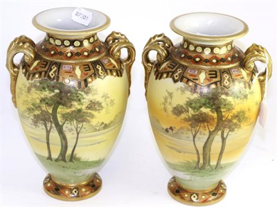 Lot 197 - A pair of 20th century Vienna porcelain vases