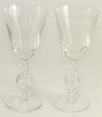 Lot 206 - A pair of large glass goblets signed John Gillies Watson, engraved with insects