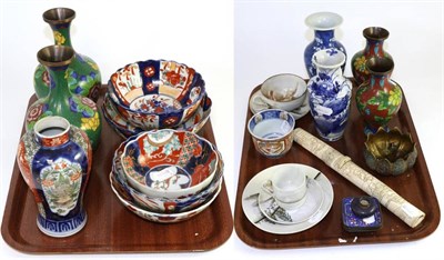 Lot 228 - A collection of Chinese and Japanese ceramics, cloisonne etc together with a Japanese carved...