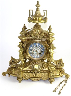 Lot 270 - An ormolu striking mantel clock, circa 1890, the elaborate case with floral and figural mounts,...