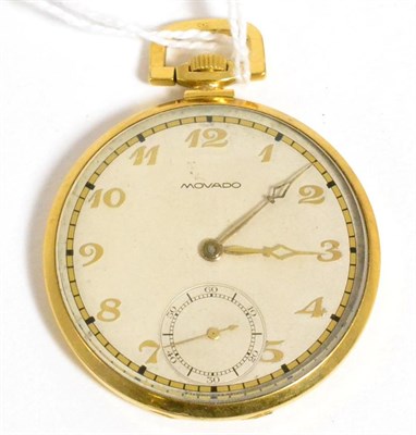 Lot 315 - A Movado 18ct gold cased open faced pocket watch
