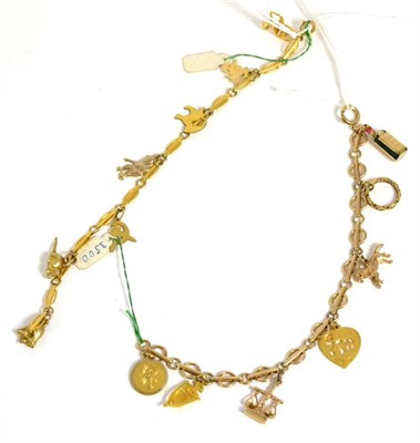 Lot 320 - A charm bracelet including six small animal charms, and another with seven charms