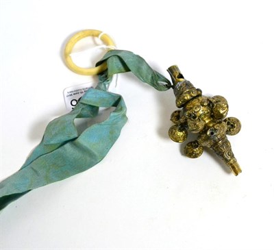 Lot 426 - A George IV/William IV silver gilt baby's combination rattle and whistle, Unite & Hilliard,...