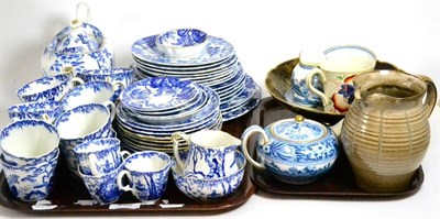 Lot 448 - A quantity of Royal Crown Derby, blue and white tea and coffee wares, a Gaudy Welsh mug dated 1844