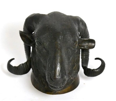 Lot 454 - A bronze rams head