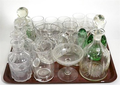 Lot 464 - A group of 19th century and later table glass, decanters and dumps