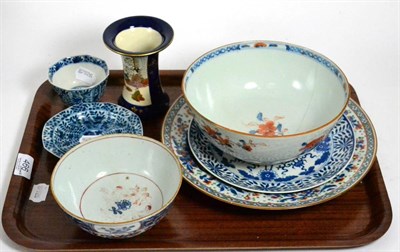 Lot 466 - A large group of Chinese hardwood stands together with a group of oriental porcelain items