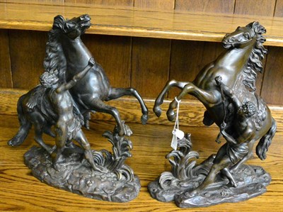 Lot 480 - A pair of bronze Marley horses (one a.f.), 40cm high