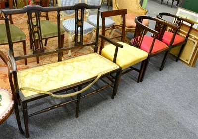Lot 1108 - Pair of Edwardian mahogany tub chairs, a Regency mahogany dining chair, Edwardian settee and an...