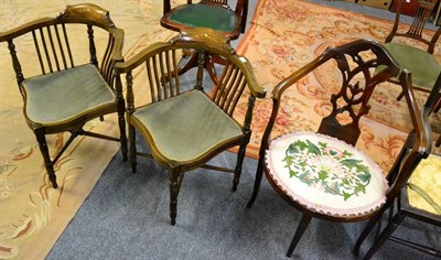 Lot 1109 - Pair of Edwardian rosewood marquetry inlaid elbow chairs