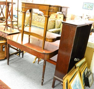 Lot 1115 - George III D-end dining table, reproduction walnut hall table, mahogany side table on turned...