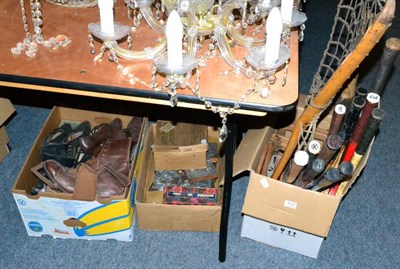 Lot 1131 - Two wooden jigsaws and box printing blocks, various sporting items and a collection of vintage...
