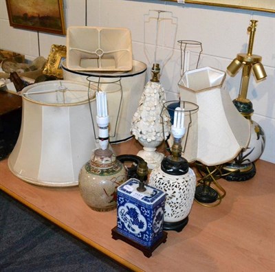 Lot 1157 - Seven modern table lamps (some with shades)