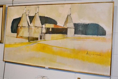 Lot 1158 - John Martin Aynscomb, Oast Houses in Kent, signed, oil on canvas