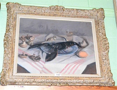 Lot 1167 - Continental School (20th century) Still life of a lobster, oil on canvas