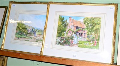 Lot 1171 - Henry Boatwright, pair of watercolours, garden and country scenes, signed