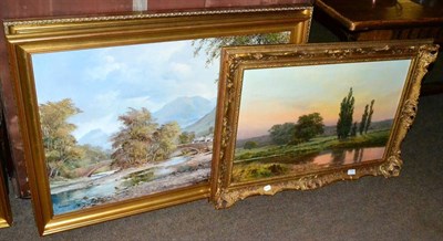 Lot 1183 - Tony Sheath, The Poplars, oil on canvas; Don Vaughan, landscape and one further oil landscape (3)